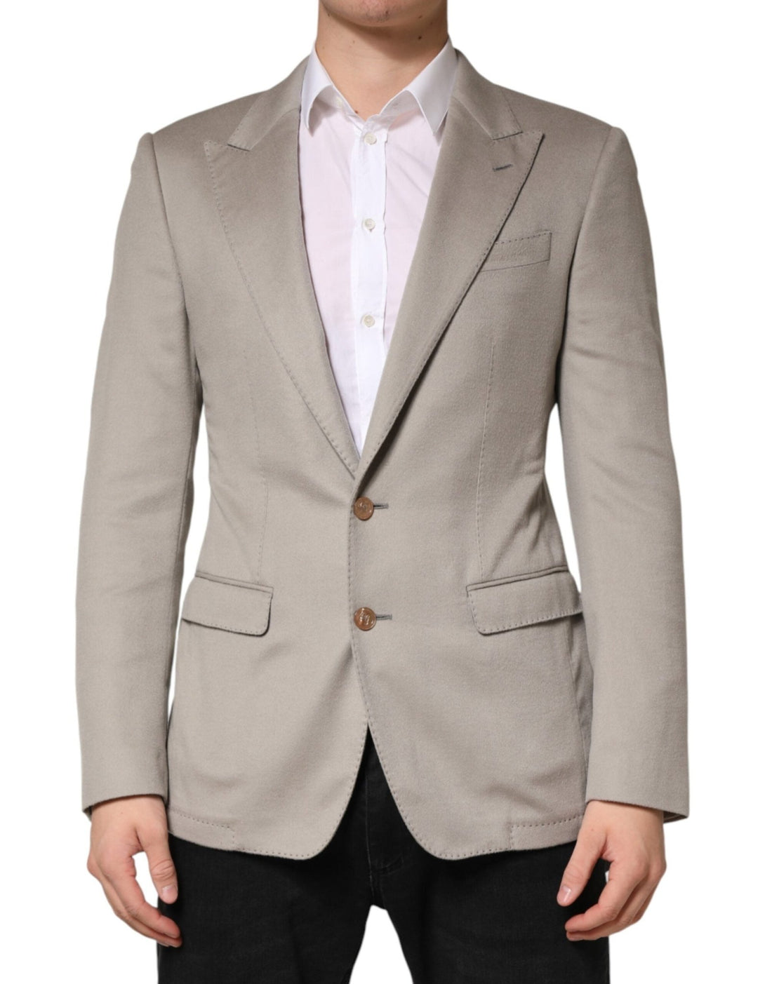 Dolce & Gabbana Gray Cashmere Single Breasted Jacket Blazer - RIMODA