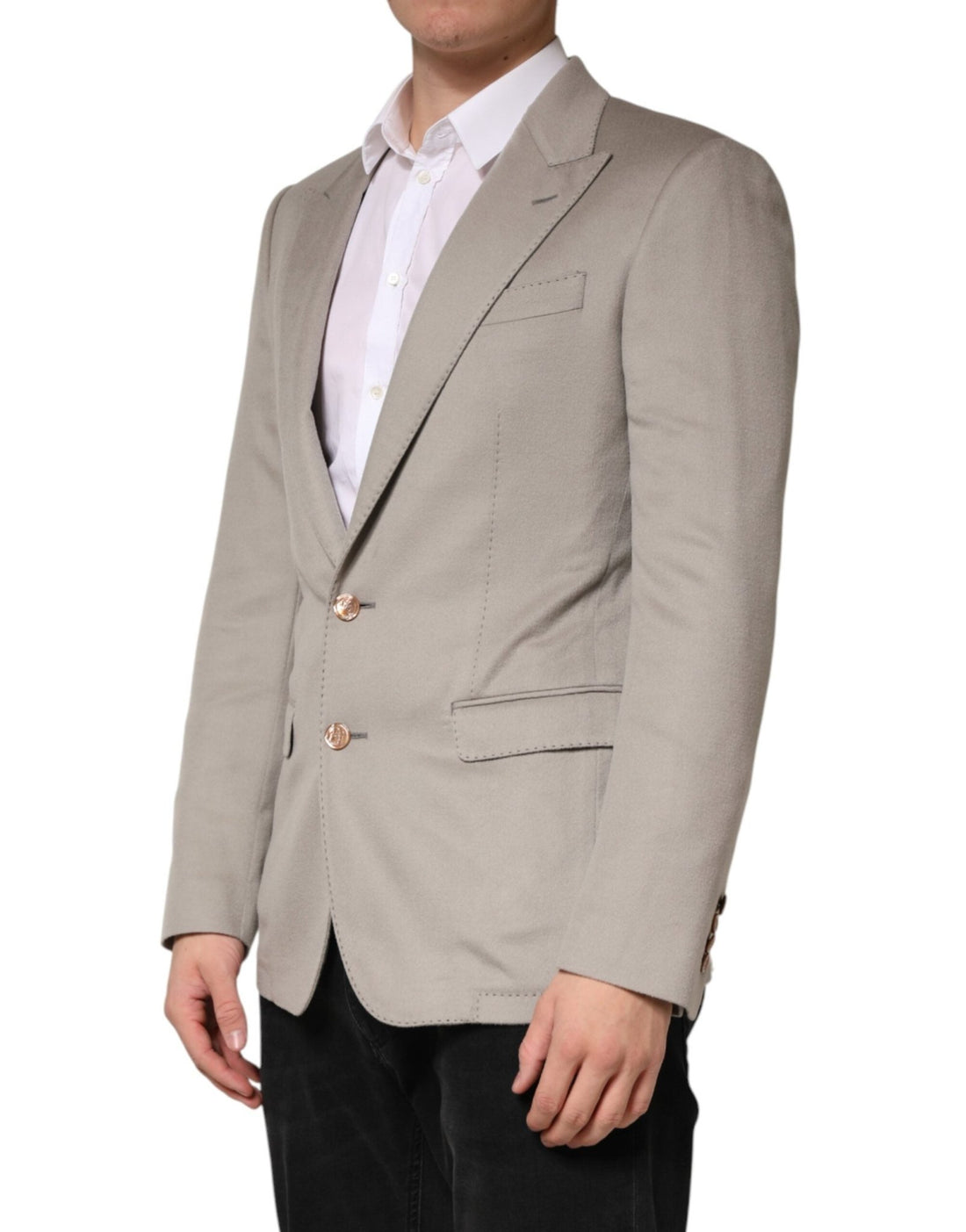 Dolce & Gabbana Gray Cashmere Single Breasted Jacket Blazer - RIMODA