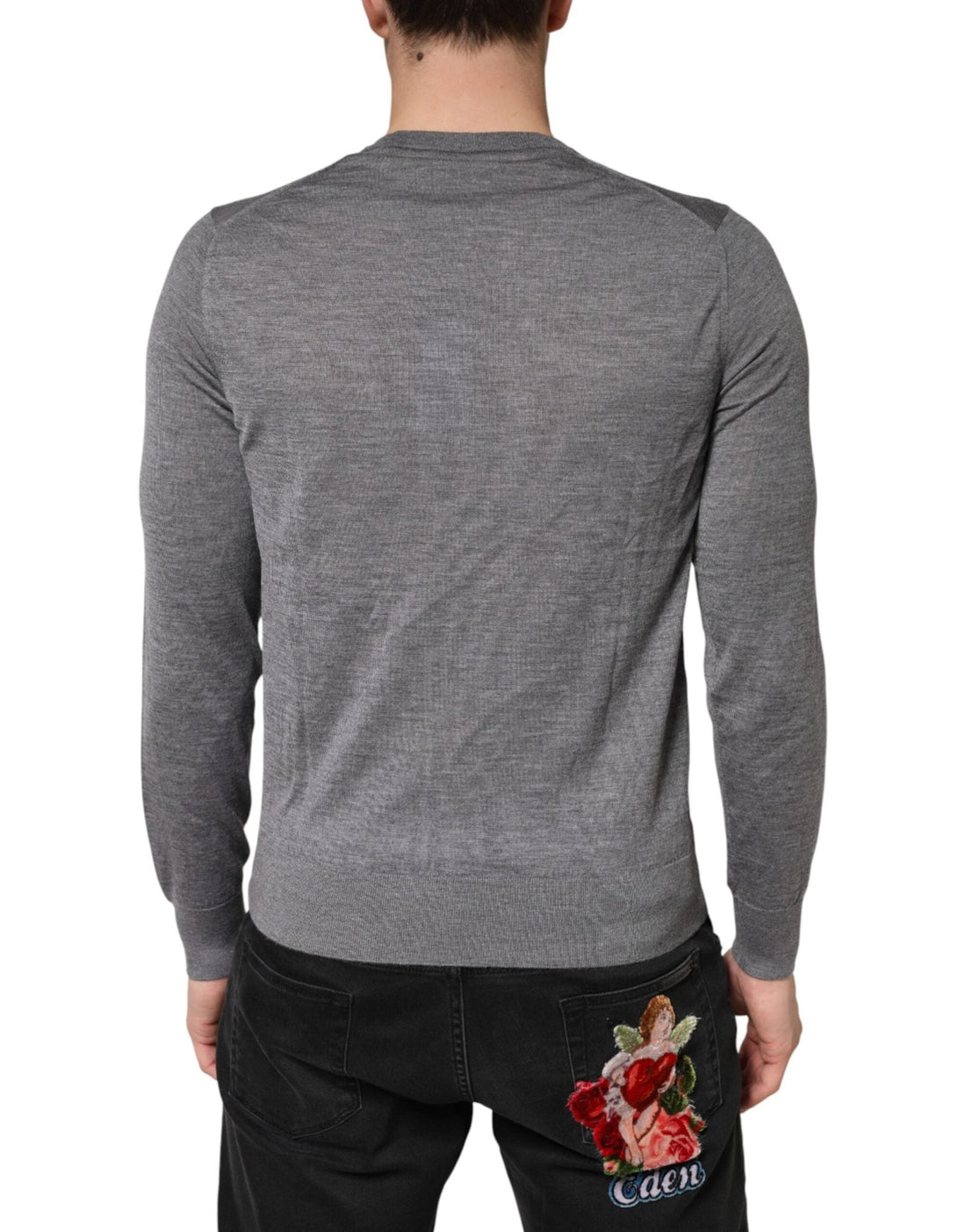 Dolce & Gabbana Gray Cashmere V-Neck Men Pullover Sweater - RIMODA
