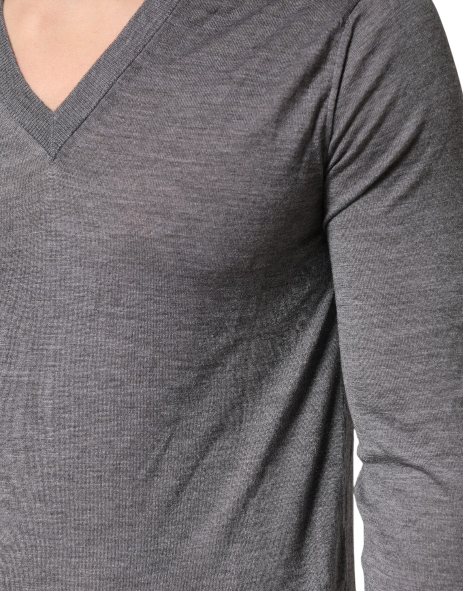 Dolce & Gabbana Gray Cashmere V-Neck Men Pullover Sweater - RIMODA
