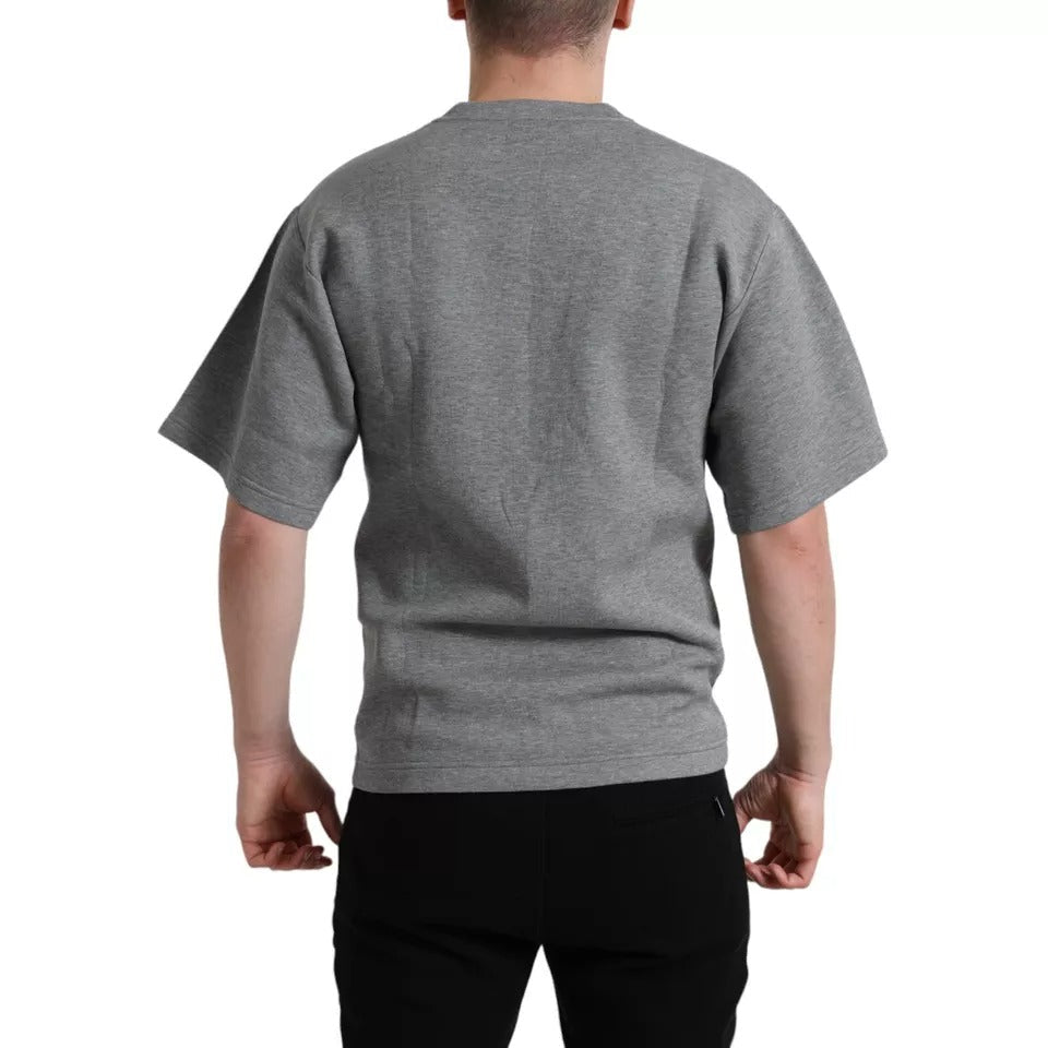 Dolce & Gabbana Gray Cotton Embellished Crew Neck T-shirt - RIMODA