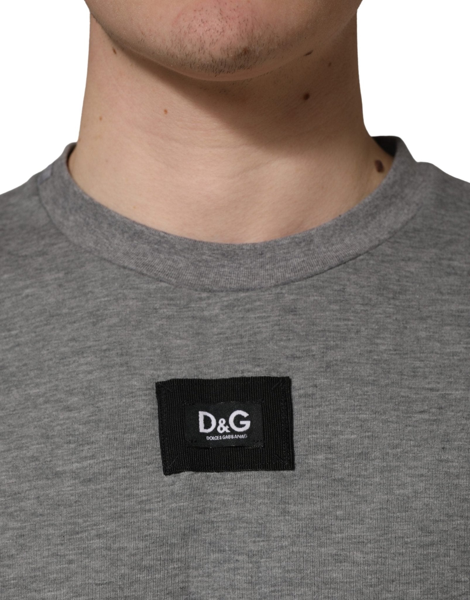 Dolce & Gabbana Gray Cotton Logo Appliqué CrewNeck T-shirt - RIMODA