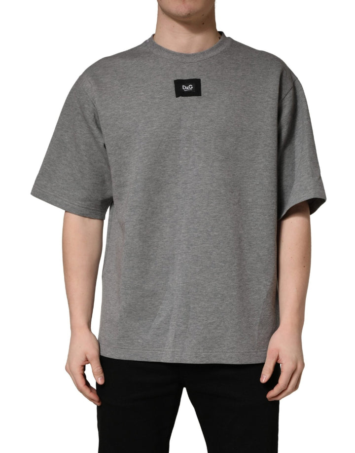 Dolce & Gabbana Gray Cotton Logo Appliqué CrewNeck T-shirt - RIMODA