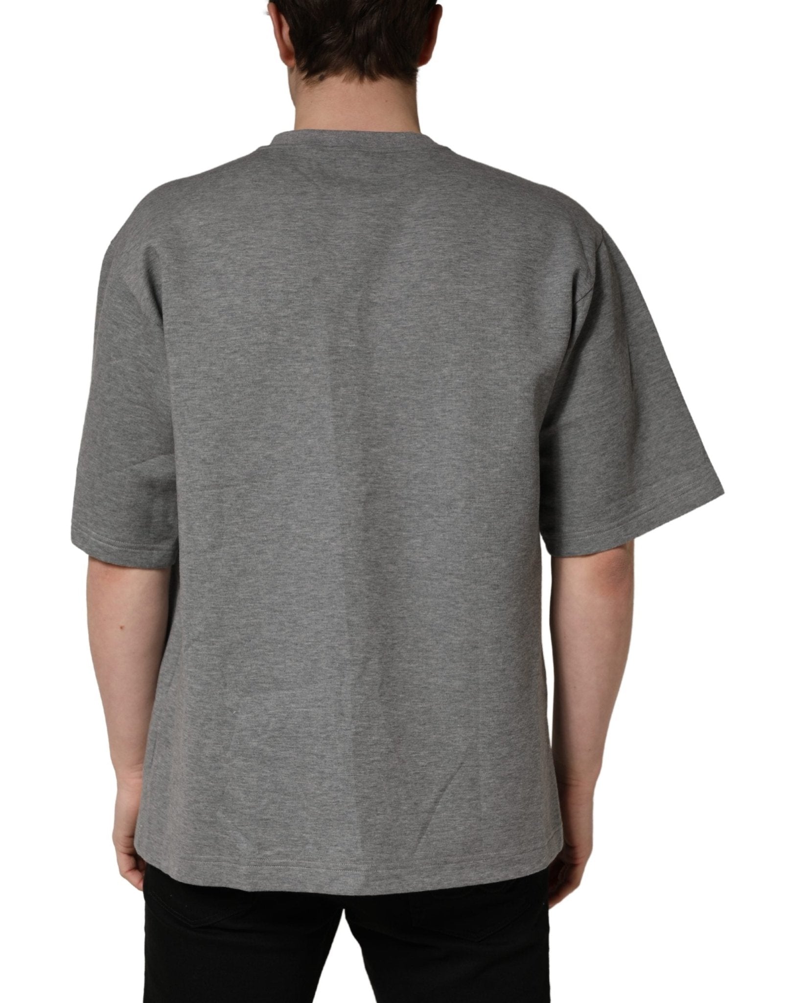 Dolce & Gabbana Gray Cotton Logo Appliqué CrewNeck T-shirt - RIMODA