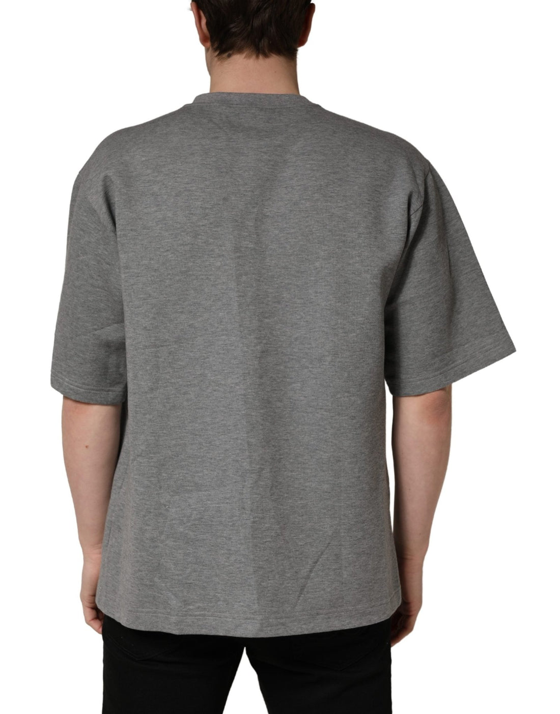 Dolce & Gabbana Gray Cotton Logo Appliqué CrewNeck T-shirt - RIMODA