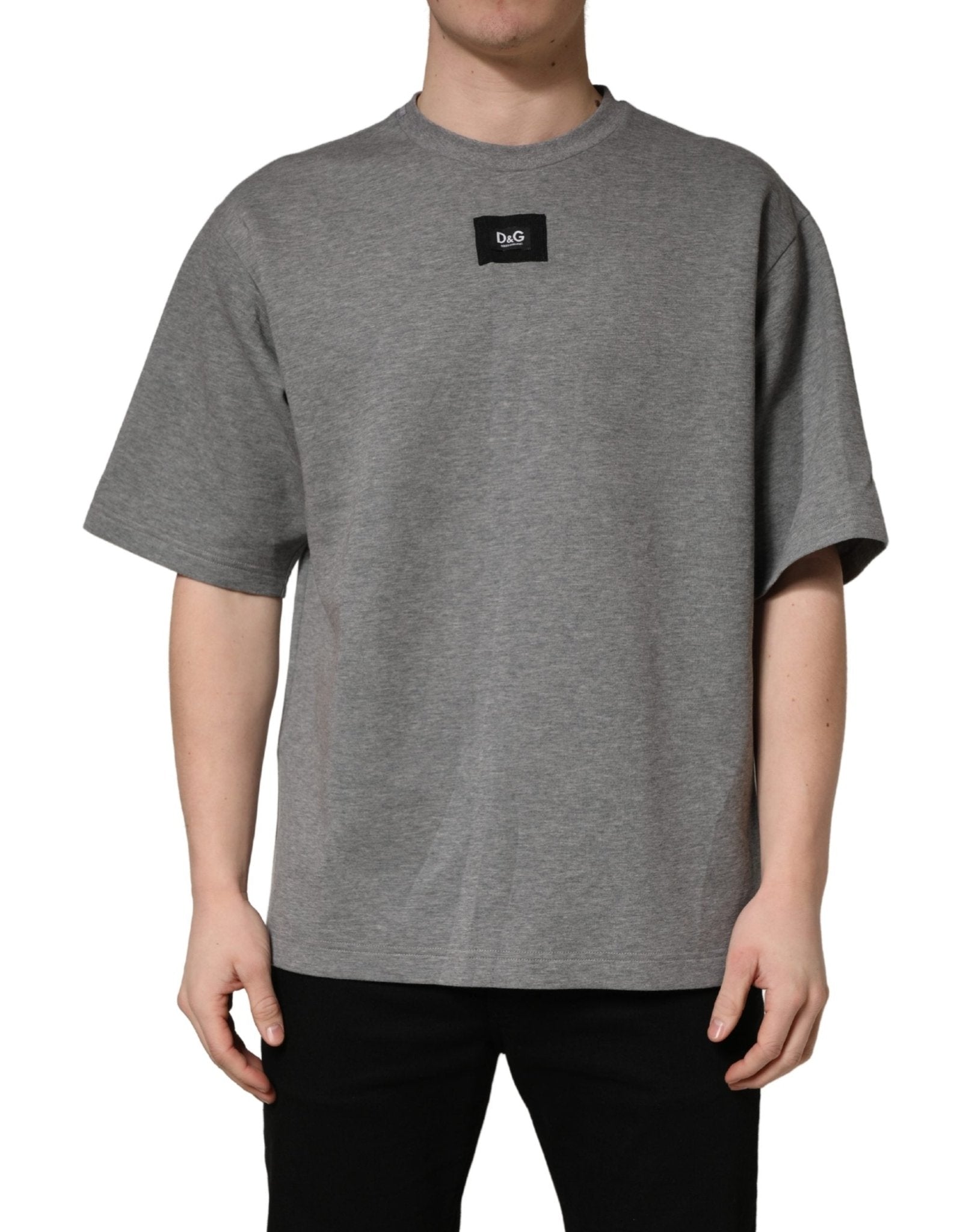 Dolce & Gabbana Gray Cotton Logo Appliqué CrewNeck T-shirt - RIMODA