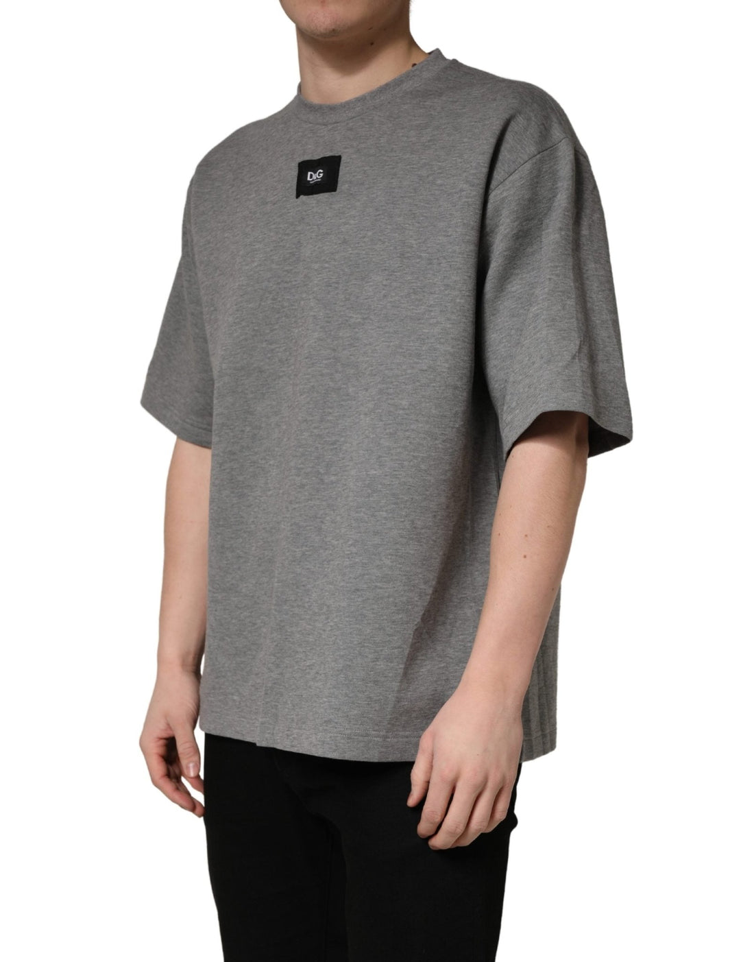 Dolce & Gabbana Gray Cotton Logo Appliqué CrewNeck T-shirt - RIMODA