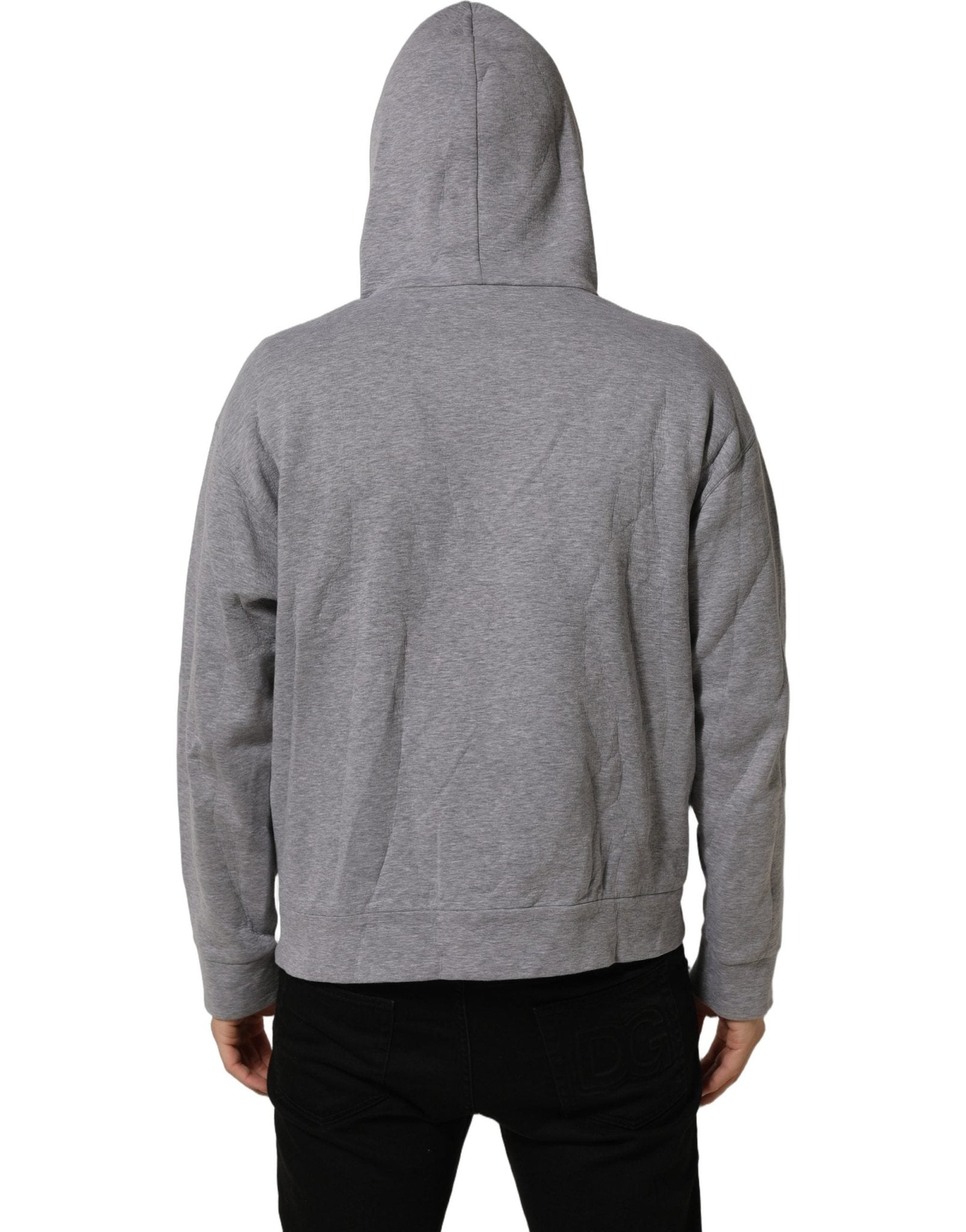 Dolce & Gabbana Gray Cotton Logo Hooded Sweatshirt Sweater - RIMODA