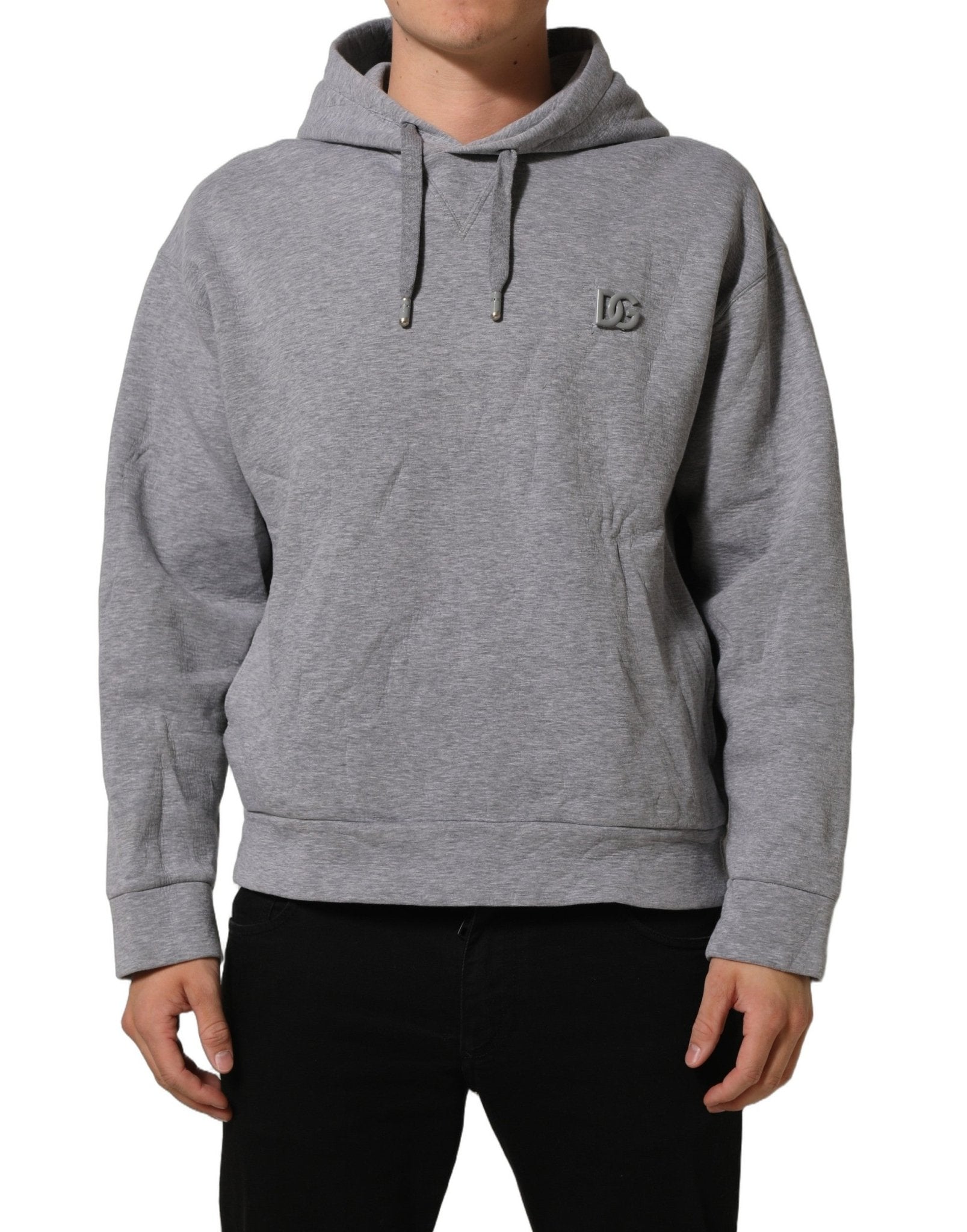 Dolce & Gabbana Gray Cotton Logo Hooded Sweatshirt Sweater - RIMODA