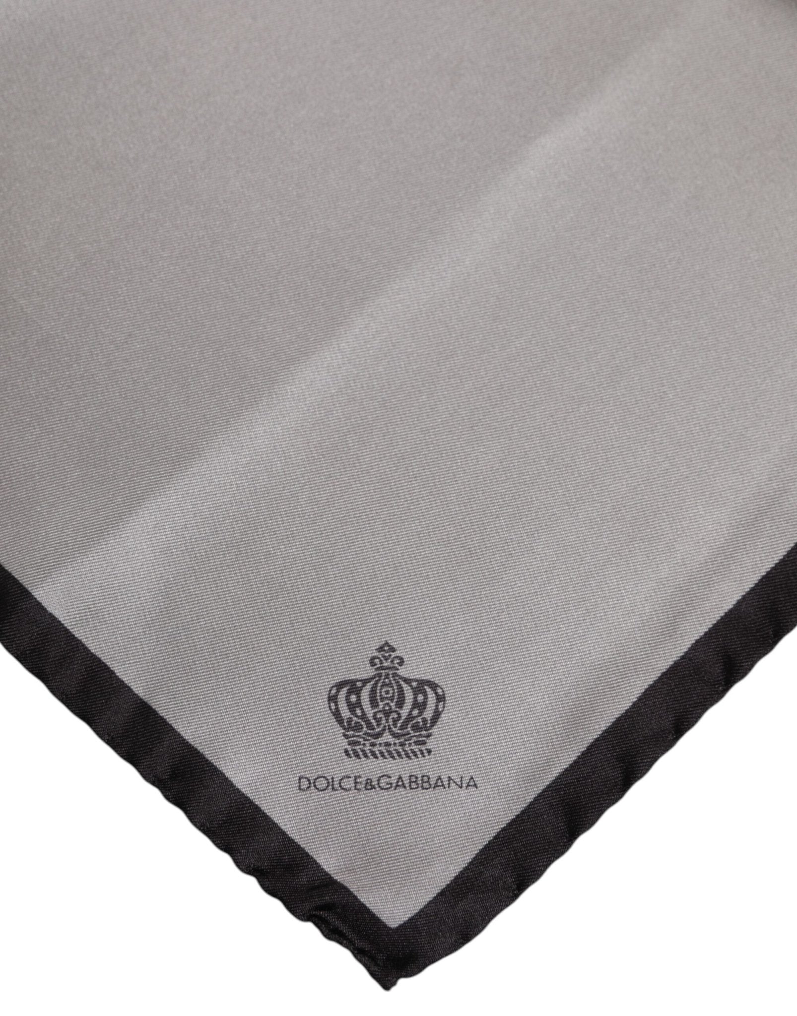 Dolce & Gabbana Gray DG Crown Silk Square Men Foulard Scarf - RIMODA