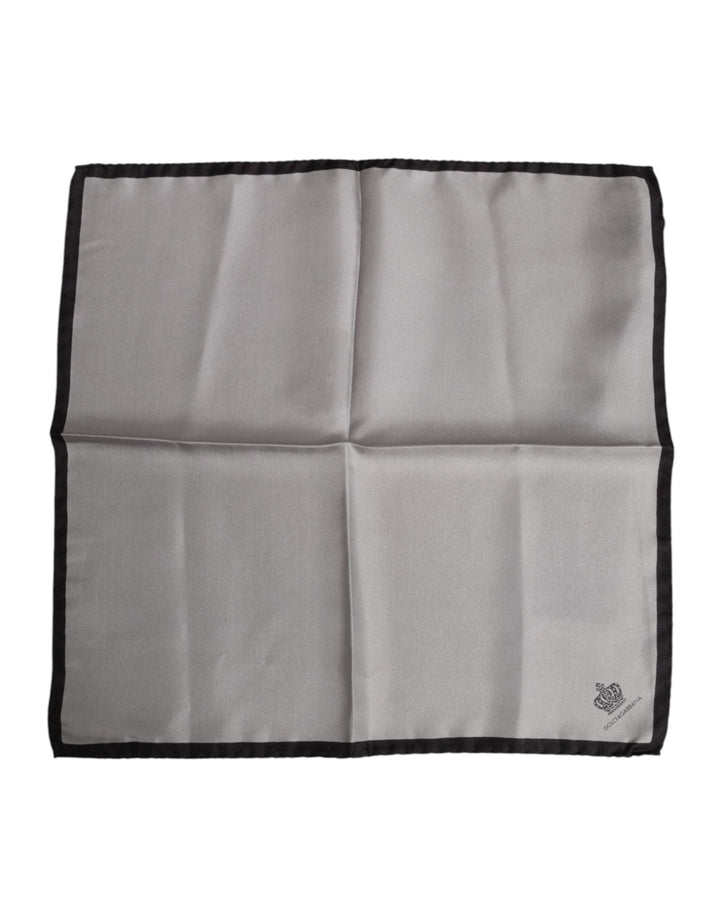Dolce & Gabbana Gray DG Crown Silk Square Men Foulard Scarf - RIMODA
