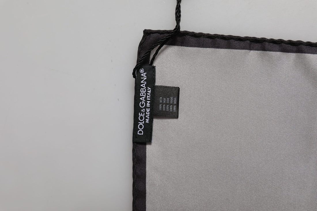 Dolce & Gabbana Gray DG Crown Silk Square Men Foulard Scarf - RIMODA