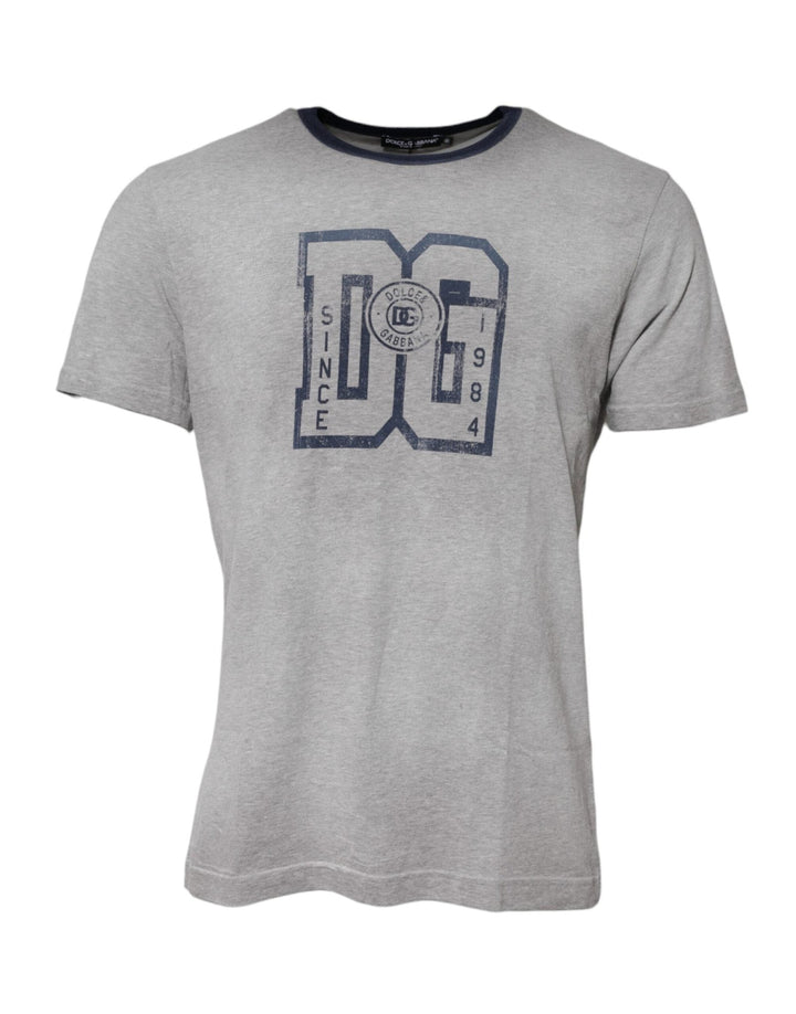 Dolce & Gabbana Gray DG Graphic Print Cotton Crewneck T-shirt - RIMODA