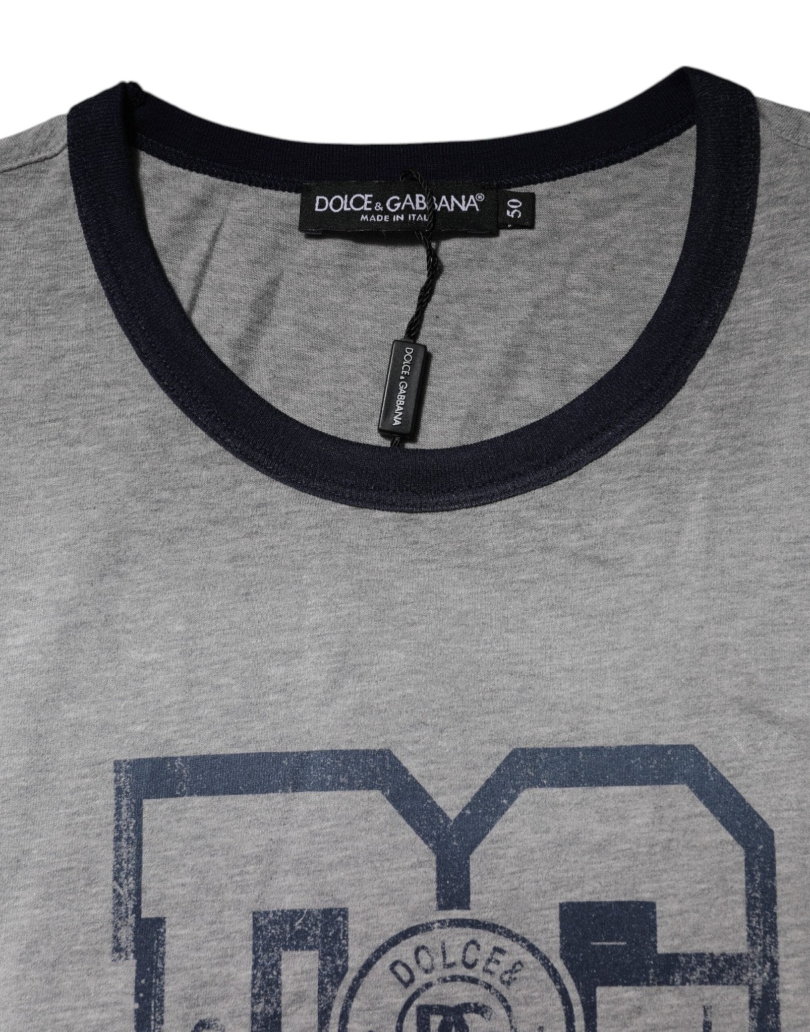 Dolce & Gabbana Gray DG Graphic Print Cotton Crewneck T-shirt - RIMODA