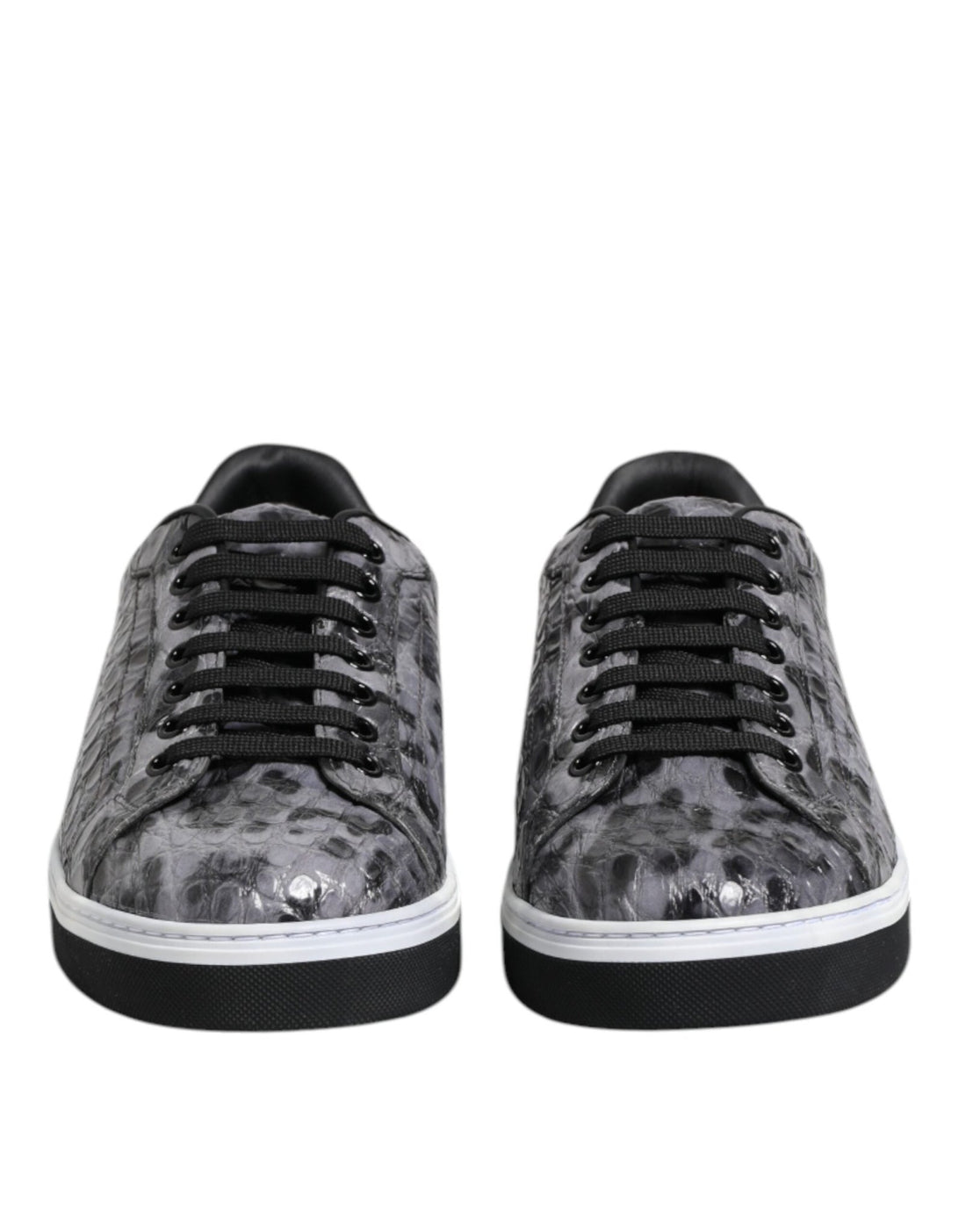 Dolce & Gabbana Gray Leather Leopard Low Top Sneakers Shoes - RIMODA