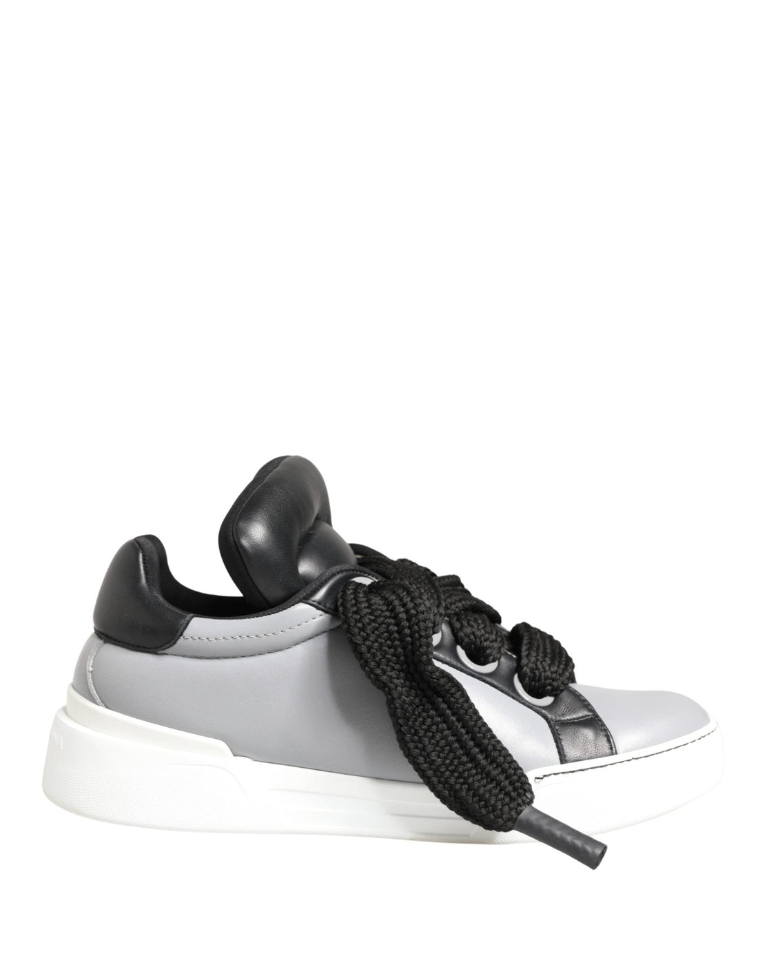 Dolce & Gabbana Gray Leather Low Top Lace Up Sneakers Shoes - RIMODA