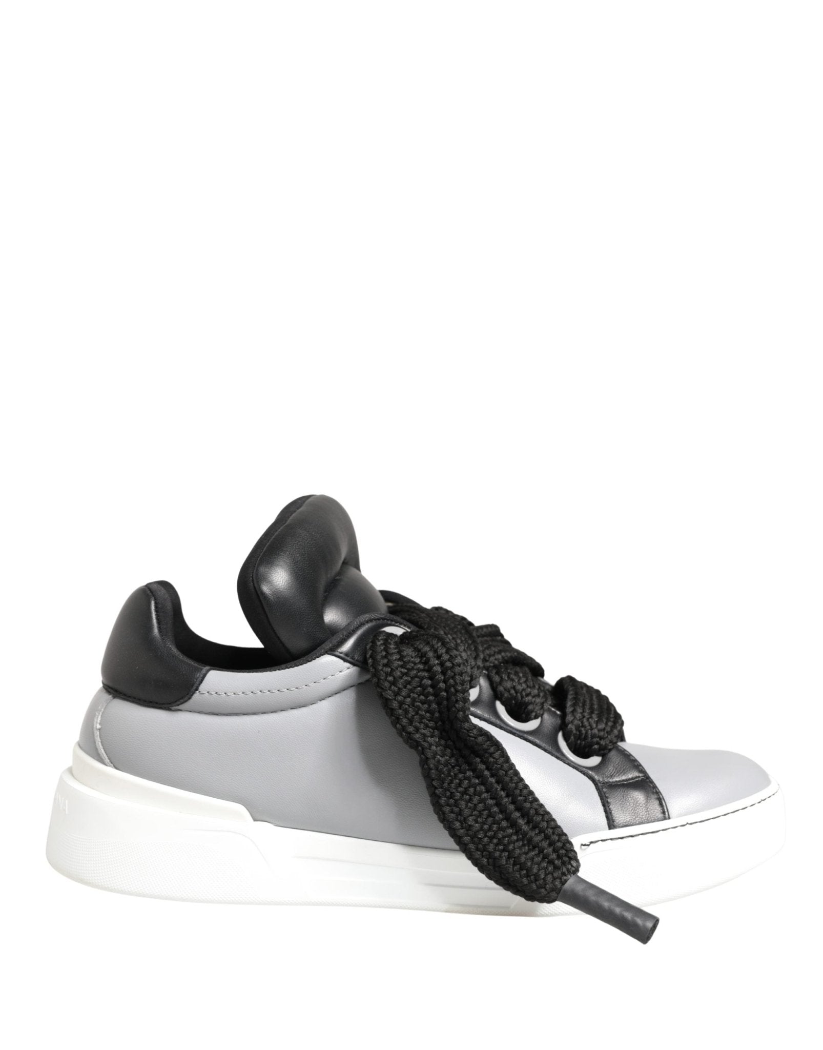 Dolce & Gabbana Gray Leather Low Top Lace Up Sneakers Shoes - RIMODA