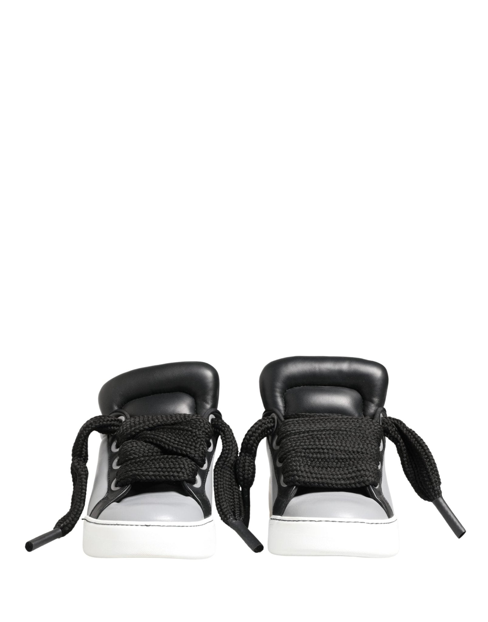 Dolce & Gabbana Gray Leather Low Top Lace Up Sneakers Shoes - RIMODA