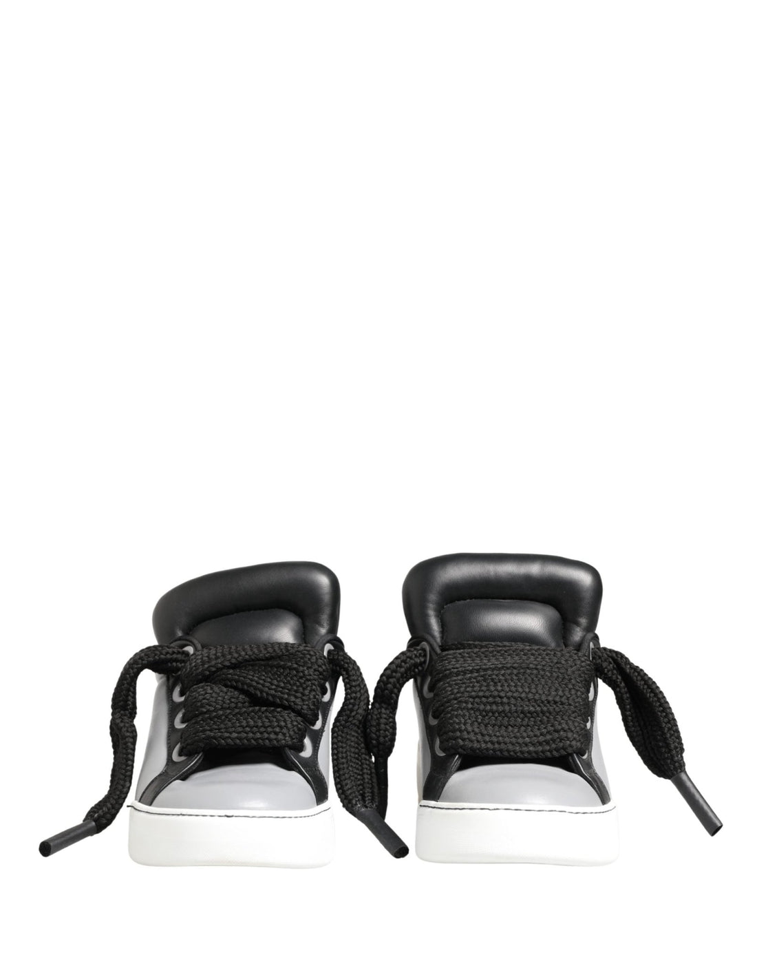 Dolce & Gabbana Gray Leather Low Top Lace Up Sneakers Shoes - RIMODA