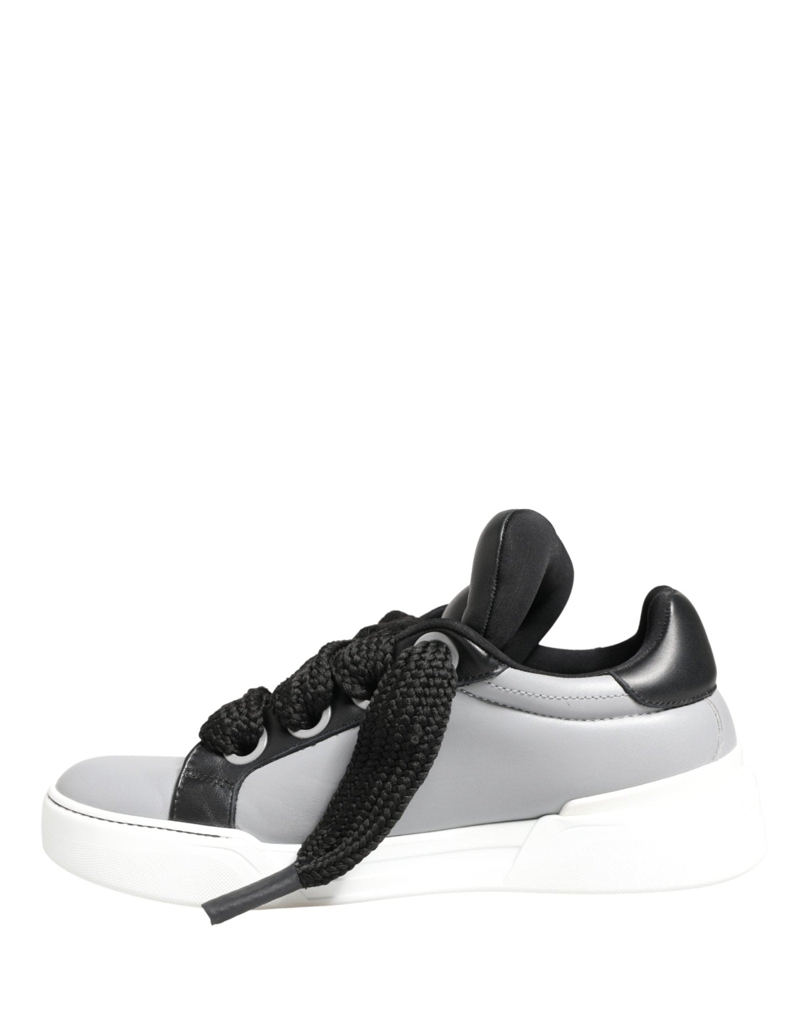 Dolce & Gabbana Gray Leather Low Top Lace Up Sneakers Shoes - RIMODA