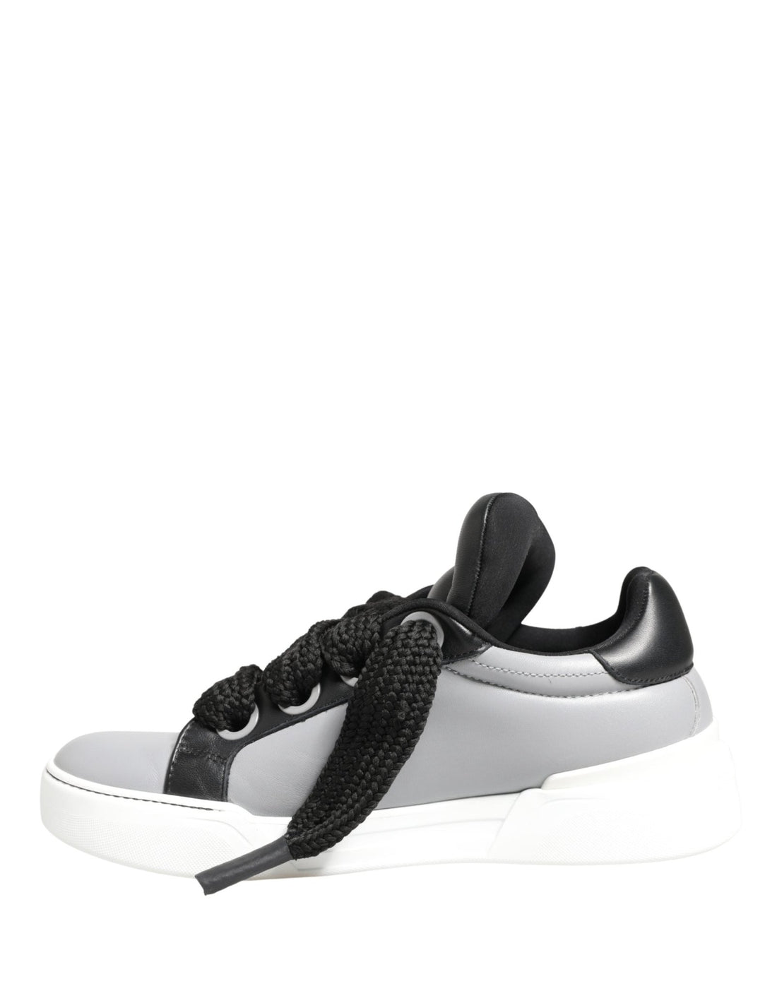Dolce & Gabbana Gray Leather Low Top Lace Up Sneakers Shoes - RIMODA