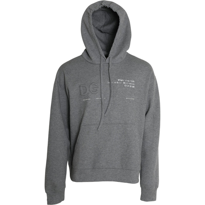 Dolce & Gabbana Gray Logo Cotton Hooded Sweatshirt Sweater - RIMODA