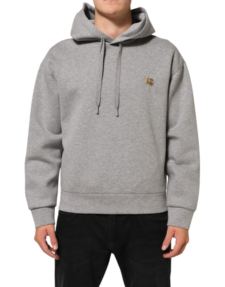 Dolce & Gabbana Gray Logo Cotton Hooded Sweatshirt Sweater - RIMODA