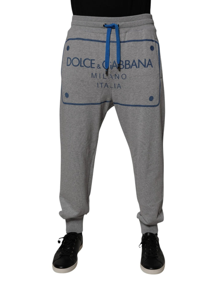 Dolce & Gabbana Gray Logo Cotton Men Jogger Sweatpants Pants - RIMODA
