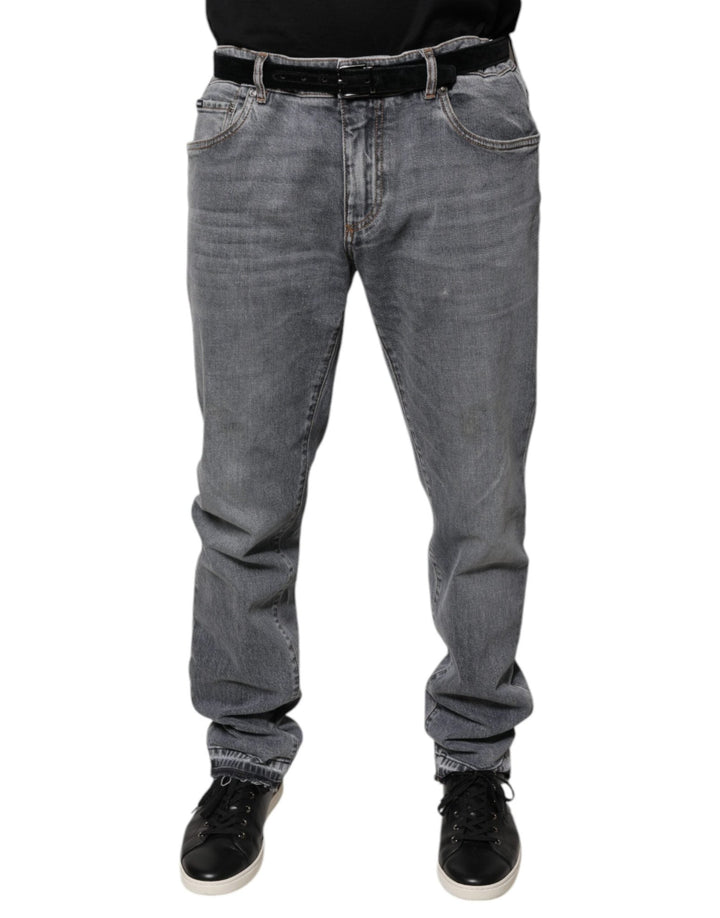 Dolce & Gabbana Gray Logo Cotton Stretch Skinny Denim Jeans - RIMODA