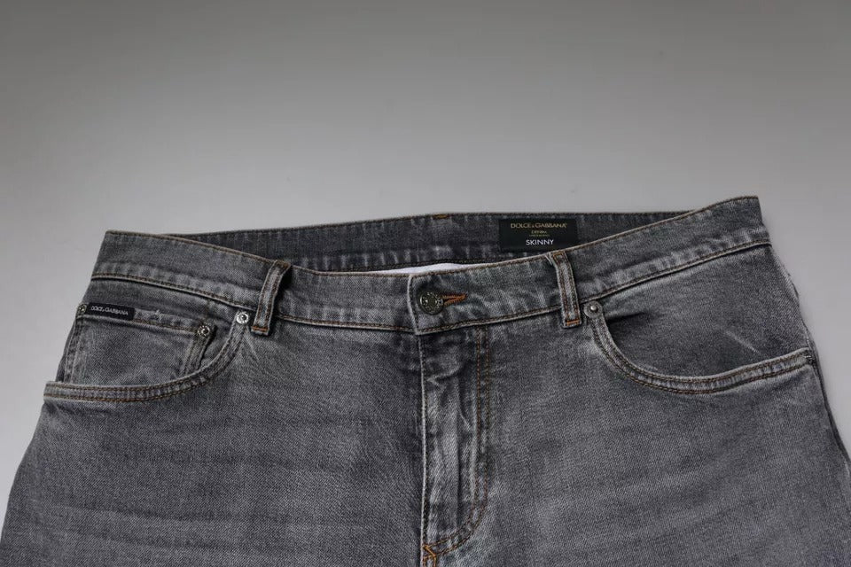 Dolce & Gabbana Gray Logo Cotton Stretch Skinny Denim Jeans - RIMODA