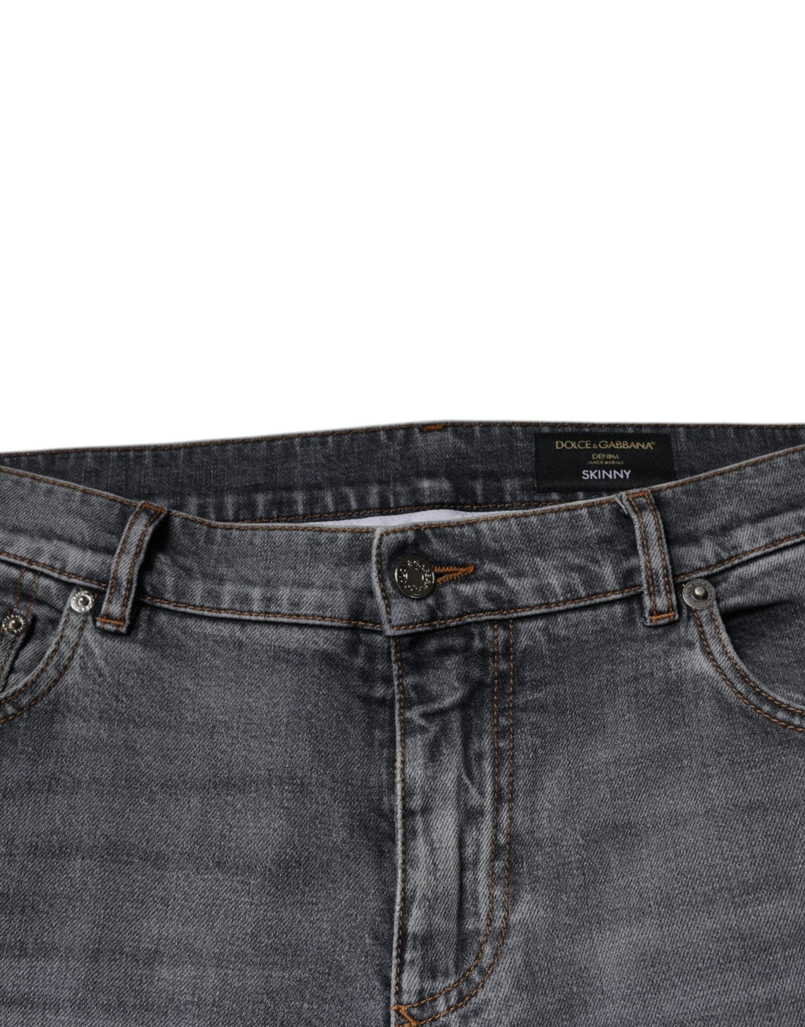 Dolce & Gabbana Gray Logo Cotton Stretch Skinny Denim Jeans - RIMODA