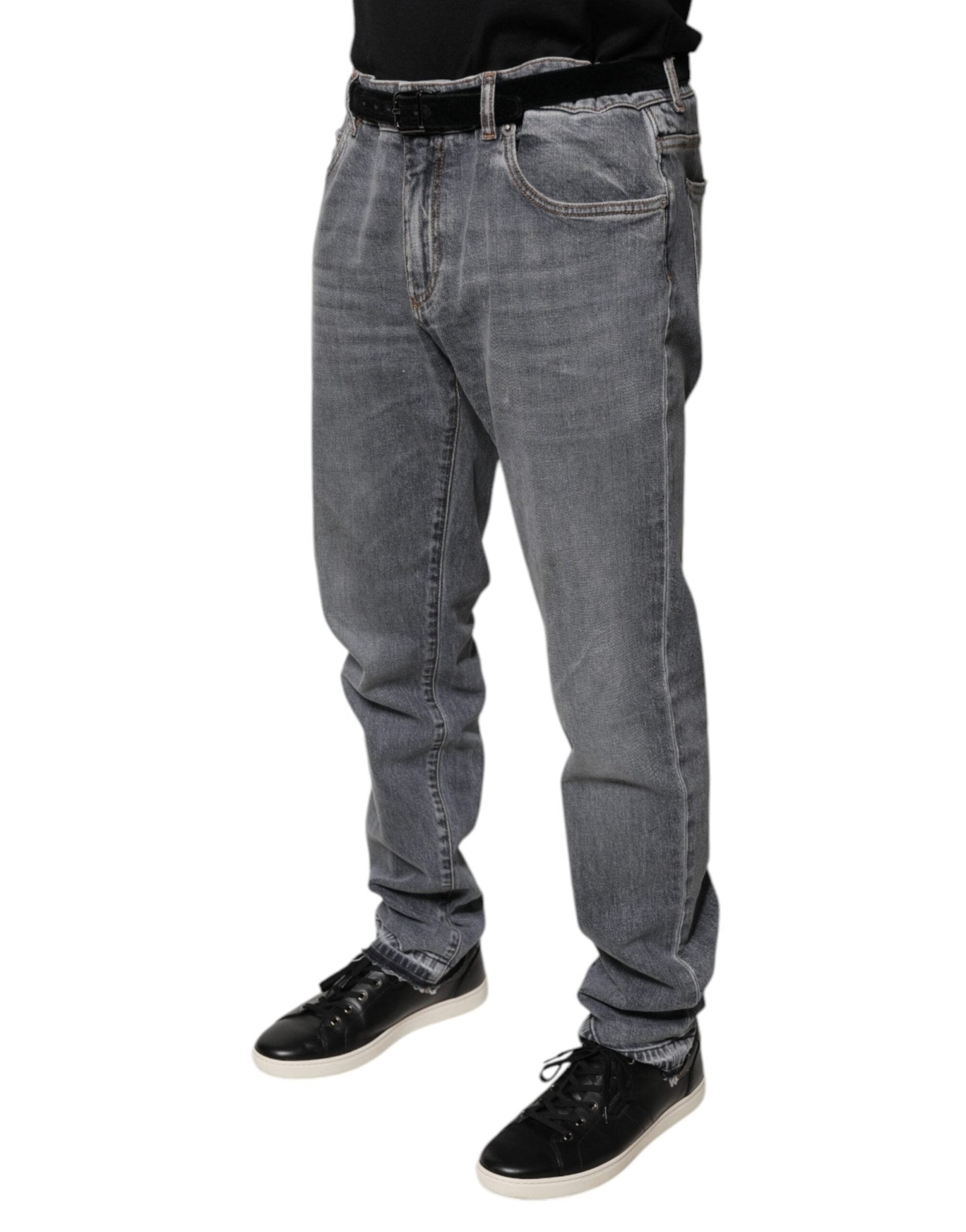 Dolce & Gabbana Gray Logo Cotton Stretch Skinny Denim Jeans - RIMODA