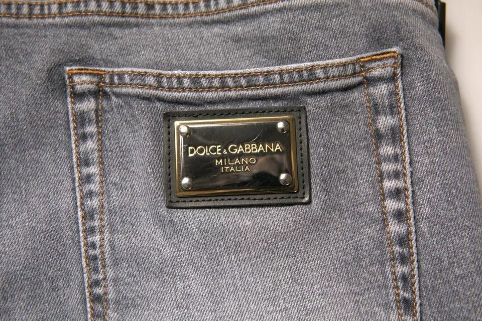 Dolce & Gabbana Gray Logo Cotton Stretch Skinny Denim Jeans - RIMODA