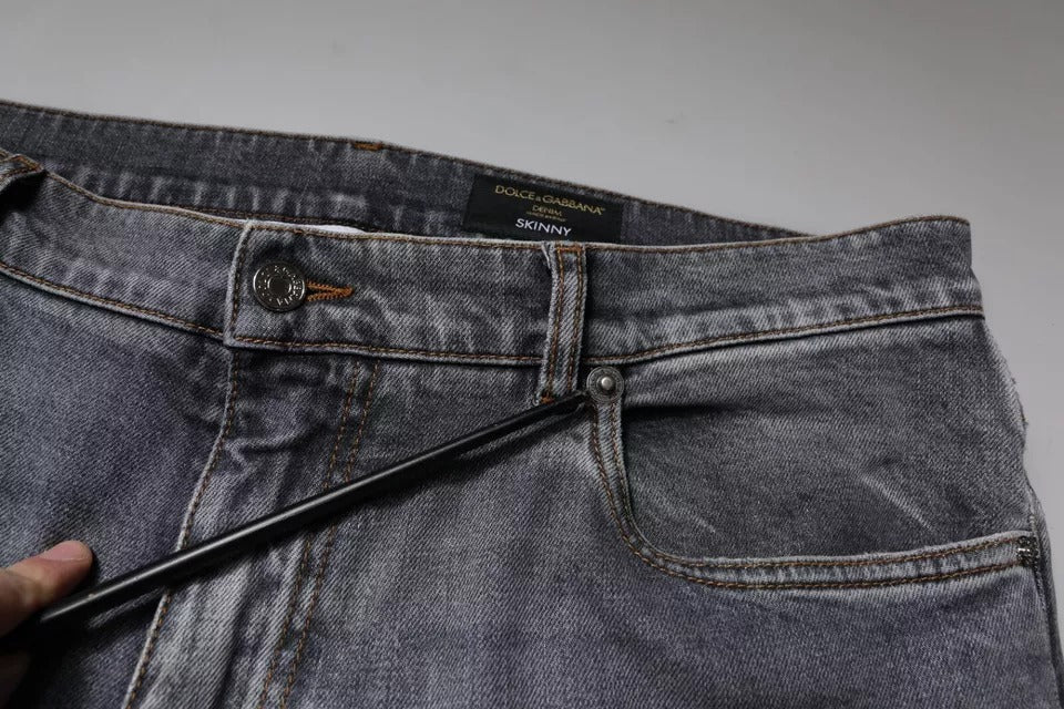 Dolce & Gabbana Gray Logo Cotton Stretch Skinny Denim Jeans - RIMODA