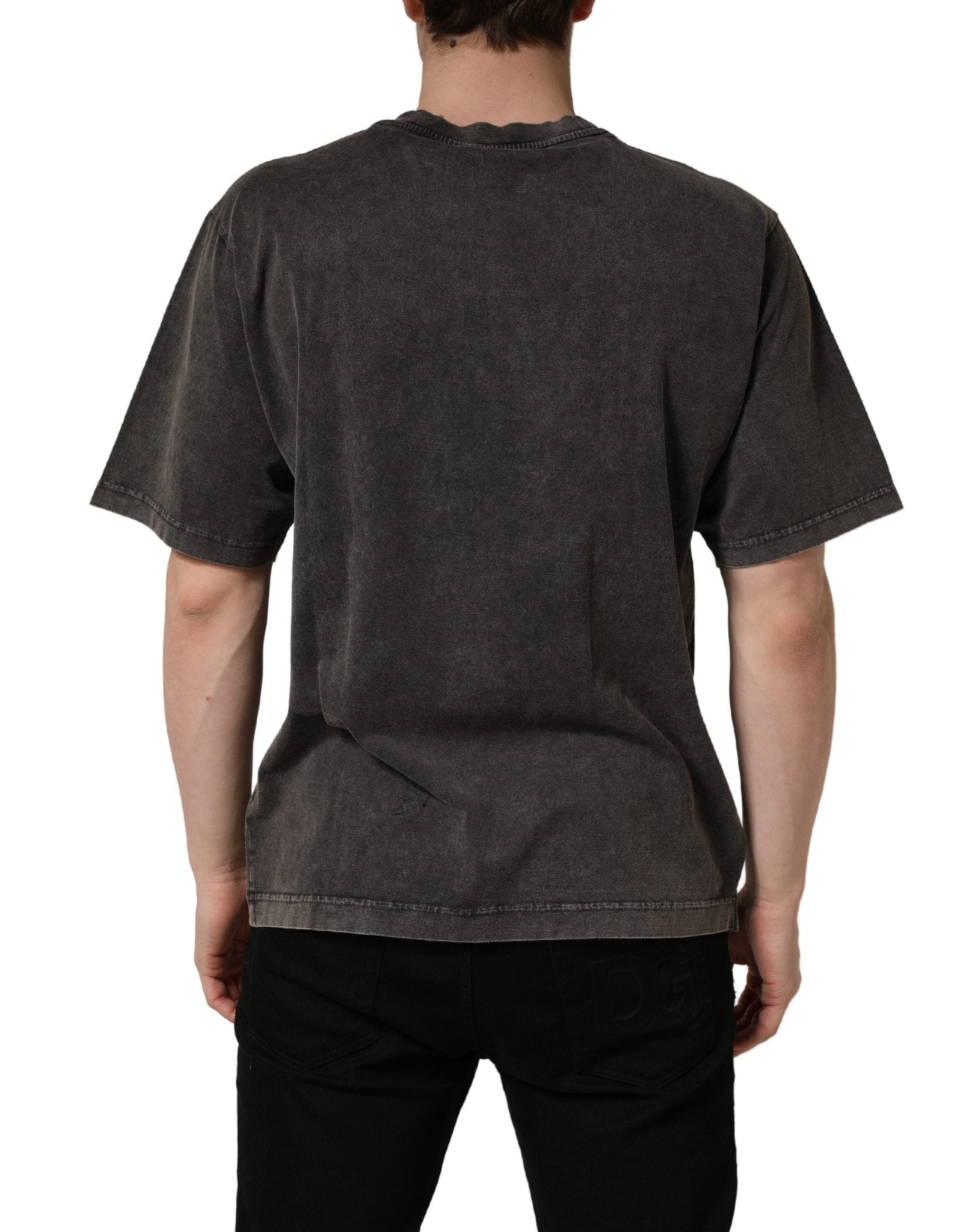 Dolce & Gabbana Gray Logo Embellished Men Crew Neck T-shirt - RIMODA