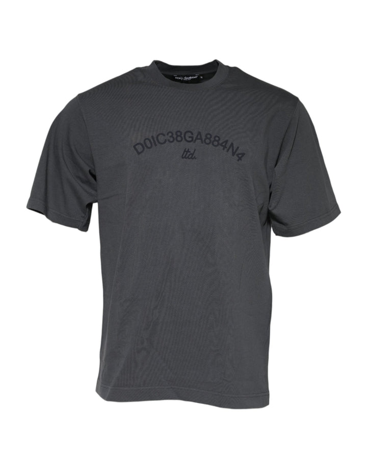 Dolce & Gabbana Gray Logo Graphic Cotton Crew Neck T-shirt - RIMODA