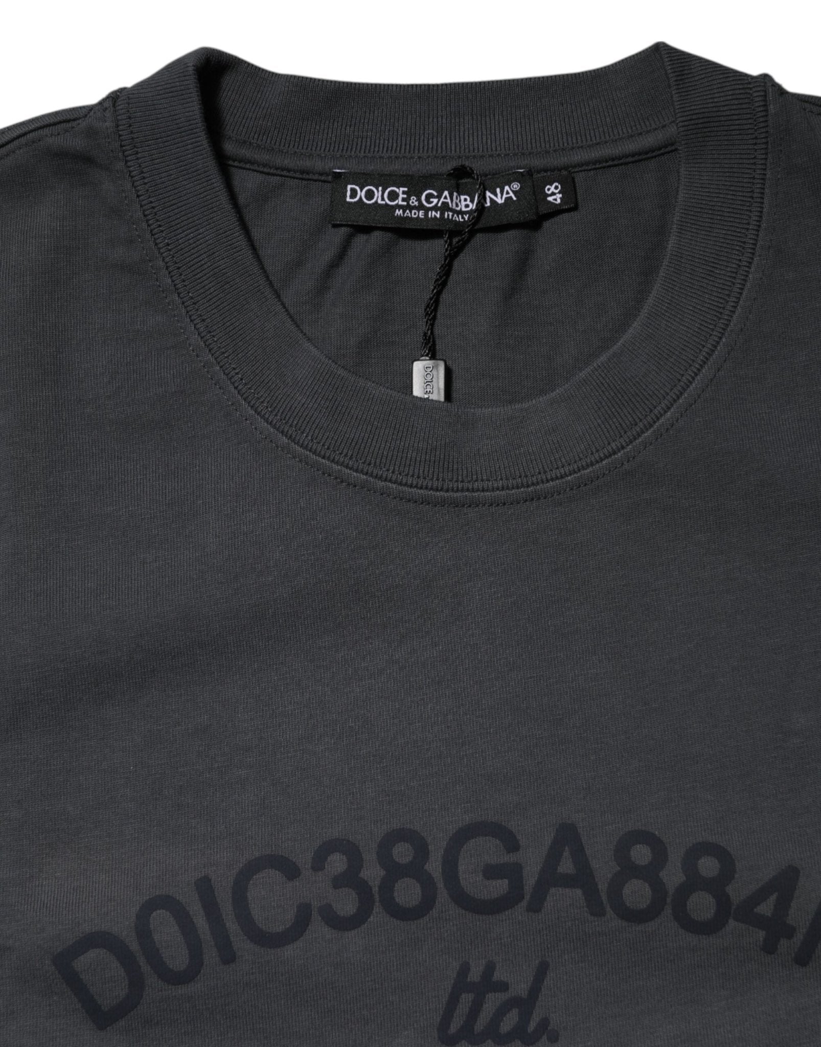 Dolce & Gabbana Gray Logo Graphic Cotton Crew Neck T-shirt - RIMODA