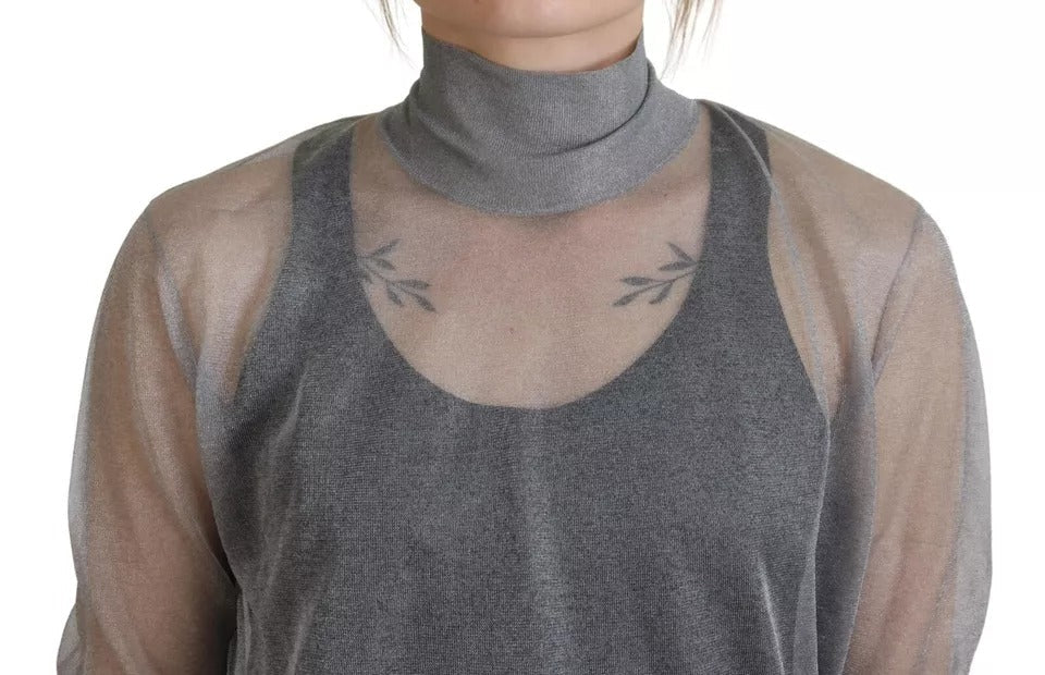 Dolce & Gabbana Gray See Through Turtleneck Pullover Sweater - RIMODA