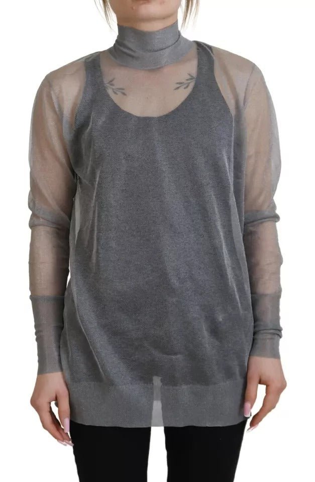 Dolce & Gabbana Gray See Through Turtleneck Pullover Sweater - RIMODA