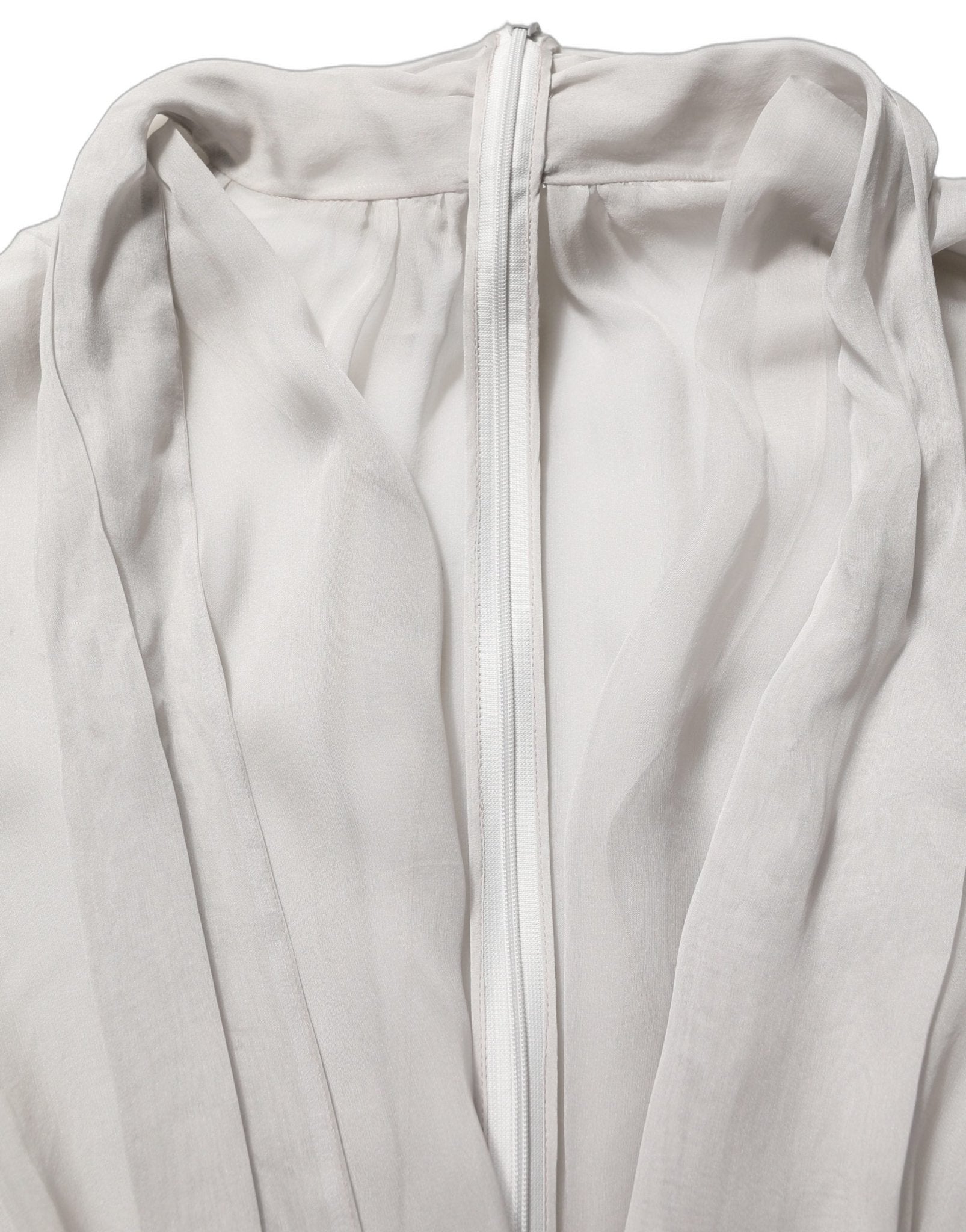 Dolce & Gabbana Gray Sheer Silk Chiffon Shirt Bow Collar Top - RIMODA
