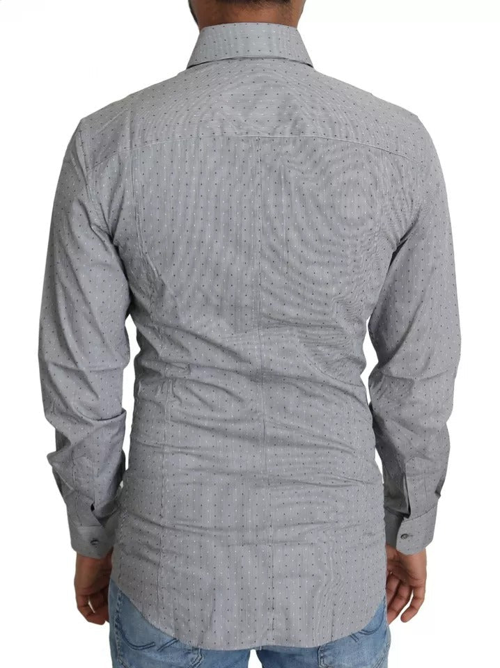 Dolce & Gabbana Gray SICILIA Dotted Semi Fitted Formal Shirt - RIMODA