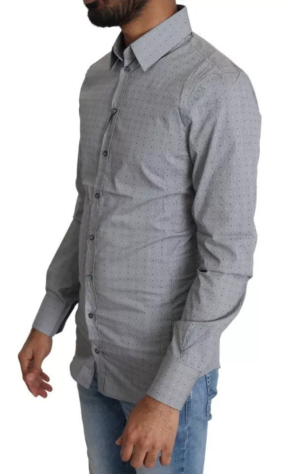 Dolce & Gabbana Gray SICILIA Dotted Semi Fitted Formal Shirt - RIMODA