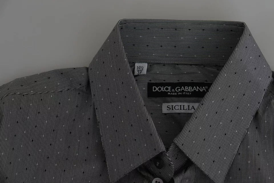 Dolce & Gabbana Gray SICILIA Dotted Semi Fitted Formal Shirt - RIMODA