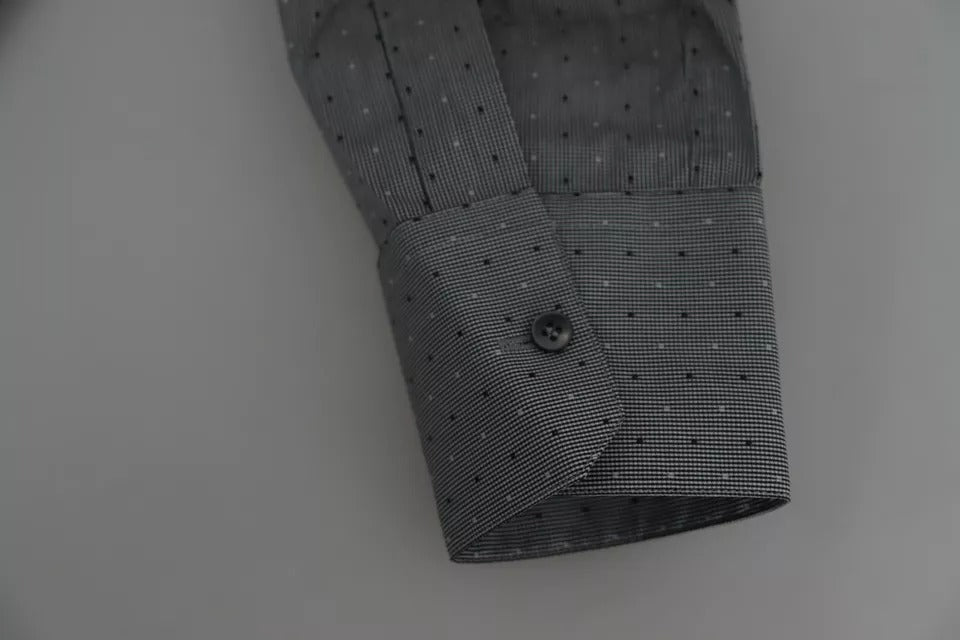 Dolce & Gabbana Gray SICILIA Dotted Semi Fitted Formal Shirt - RIMODA