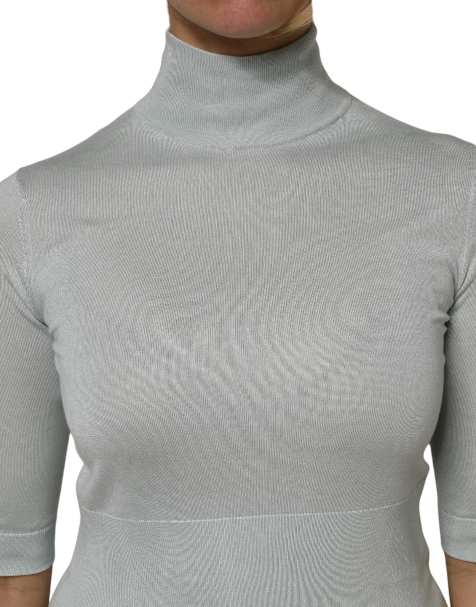 Dolce & Gabbana Gray Turtle Neck 3/4 Sleeves Pullover Top - RIMODA