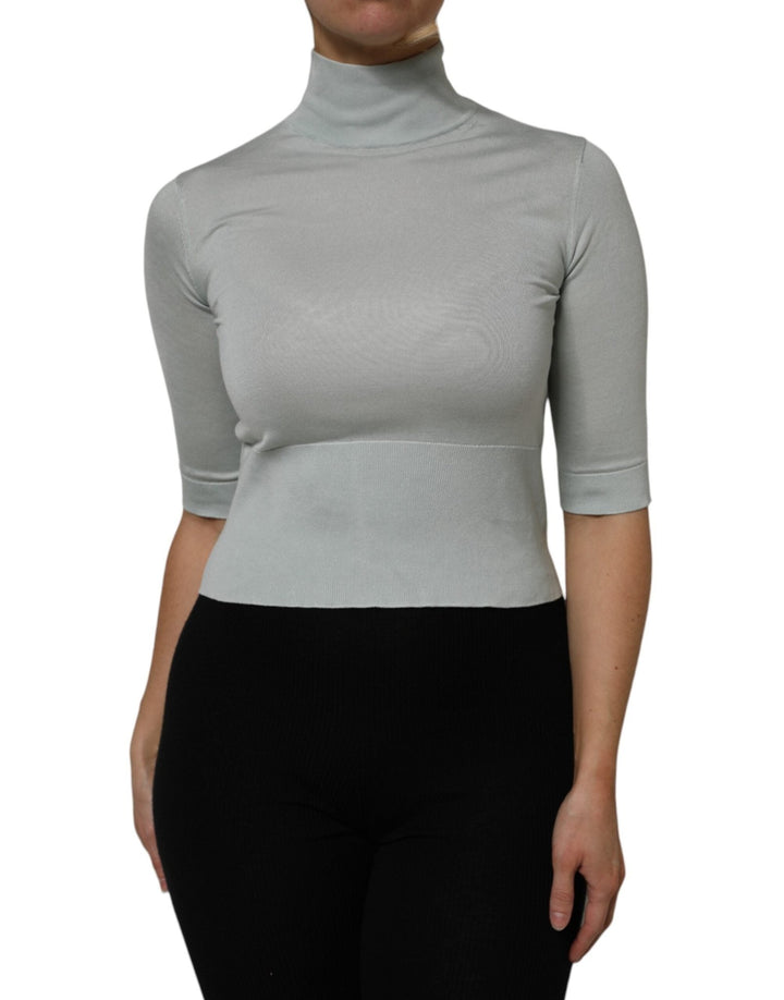 Dolce & Gabbana Gray Turtle Neck 3/4 Sleeves Pullover Top - RIMODA