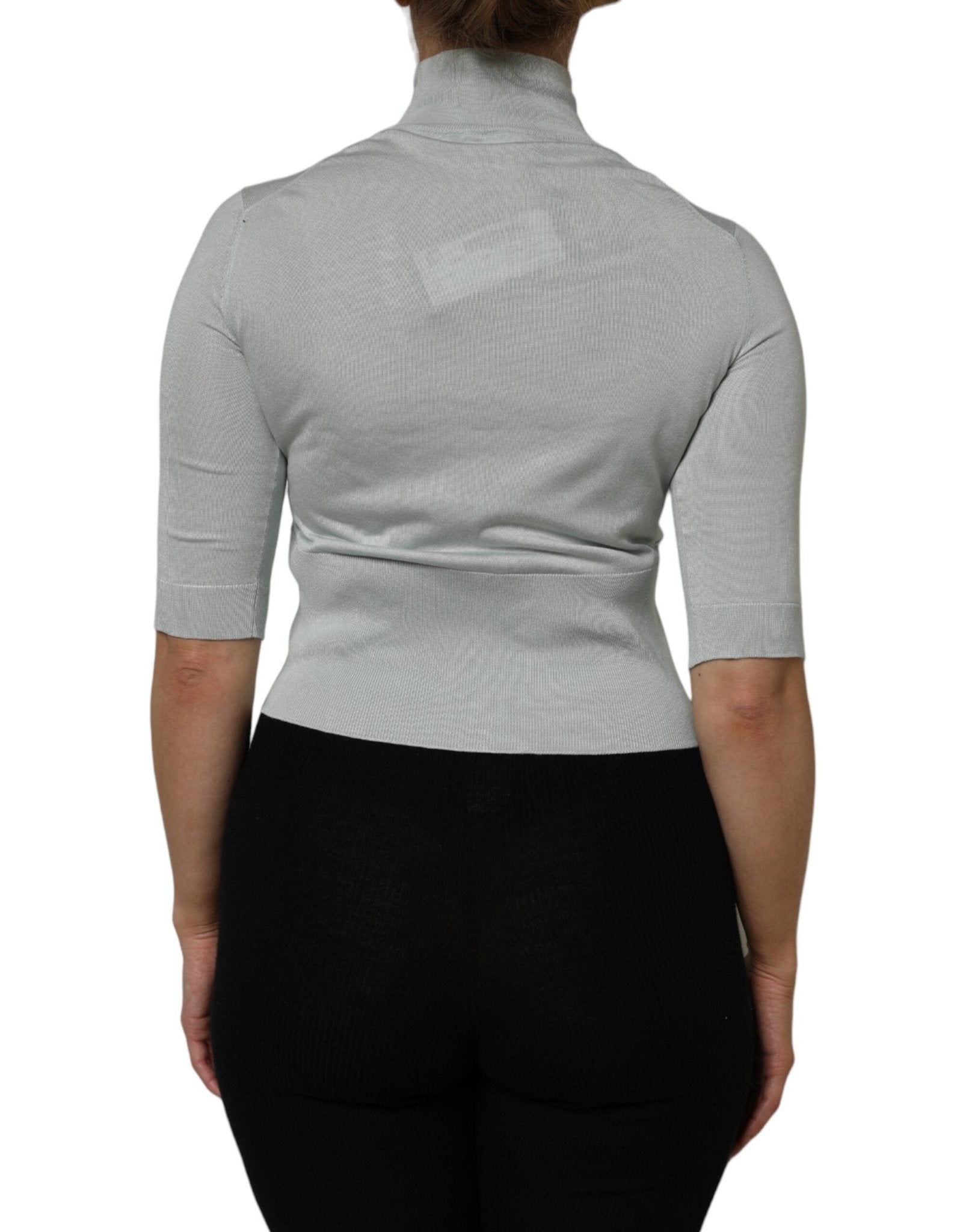 Dolce & Gabbana Gray Turtle Neck 3/4 Sleeves Pullover Top - RIMODA