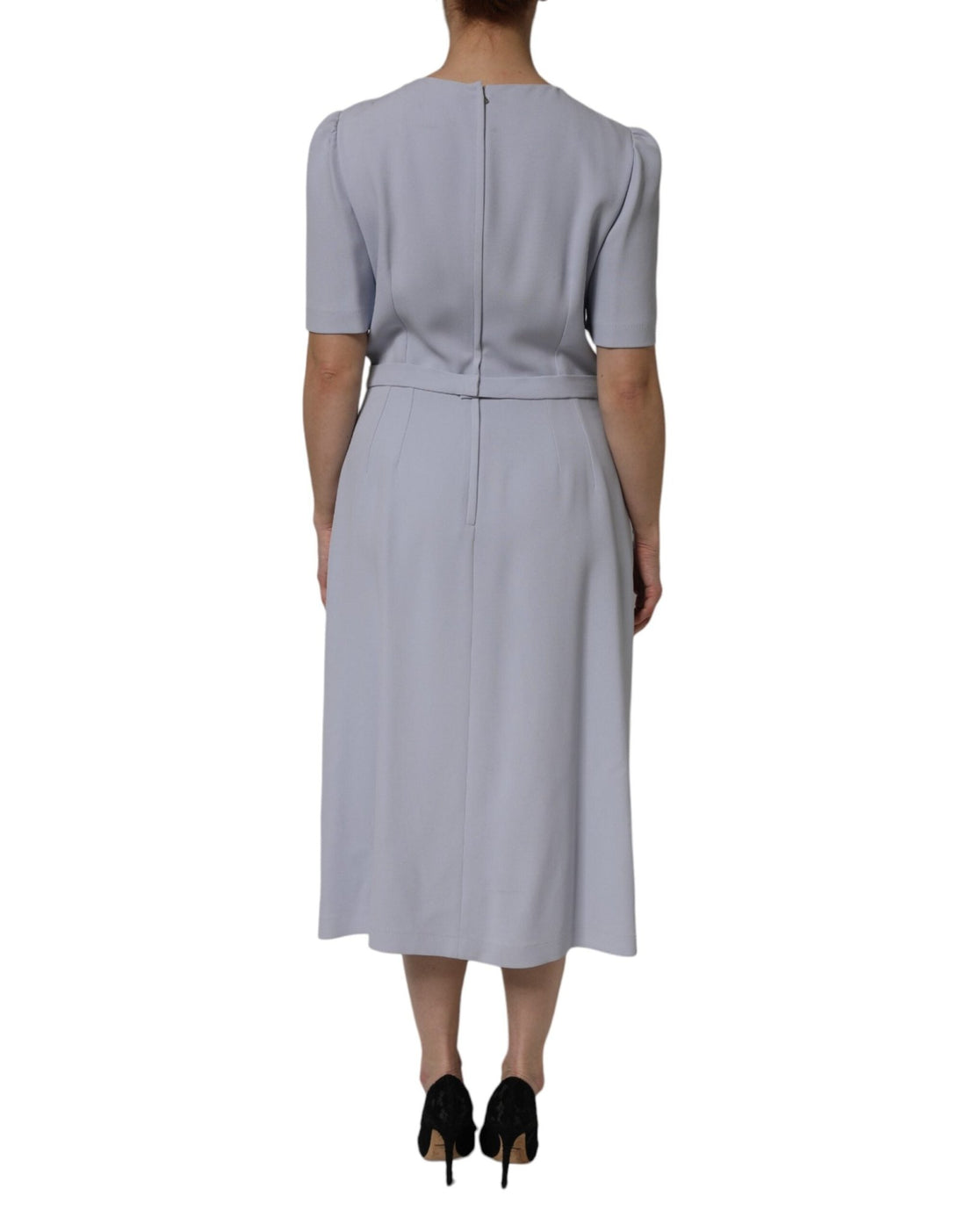 Dolce & Gabbana Gray Viscose ShortSleeve Sheath Midi Dress - RIMODA