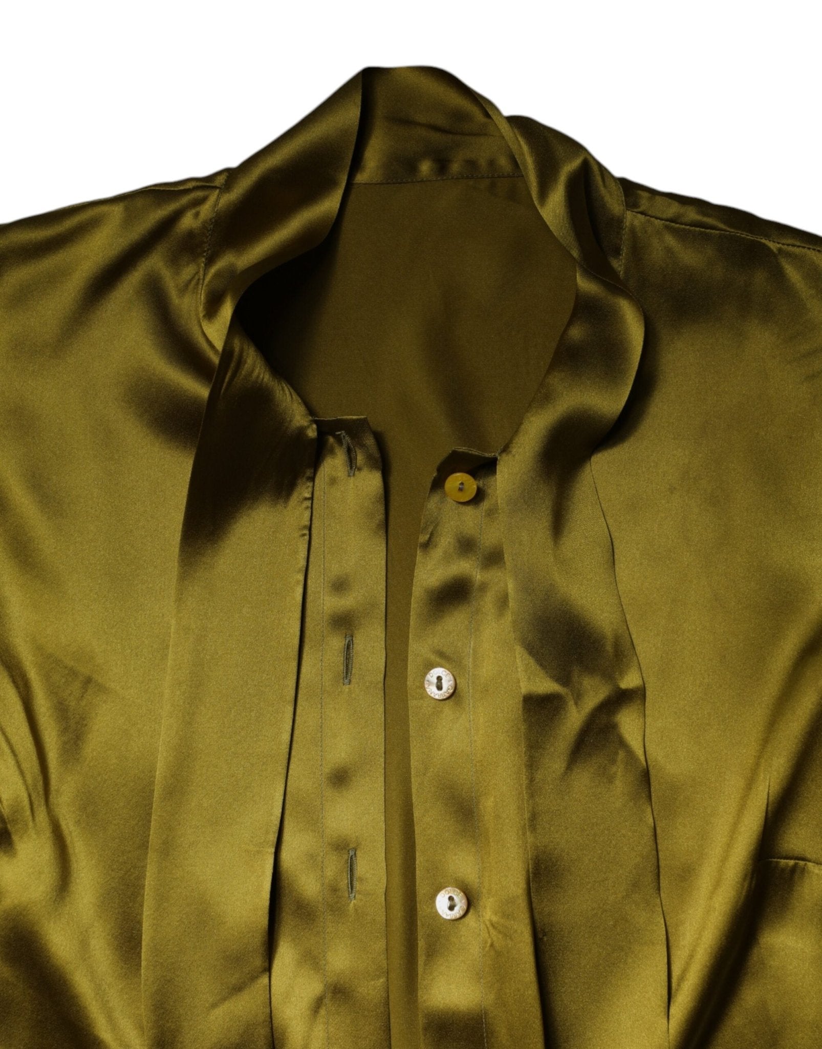 Dolce & Gabbana Green Ascot Collar Long Sleeves Blouse Top - RIMODA
