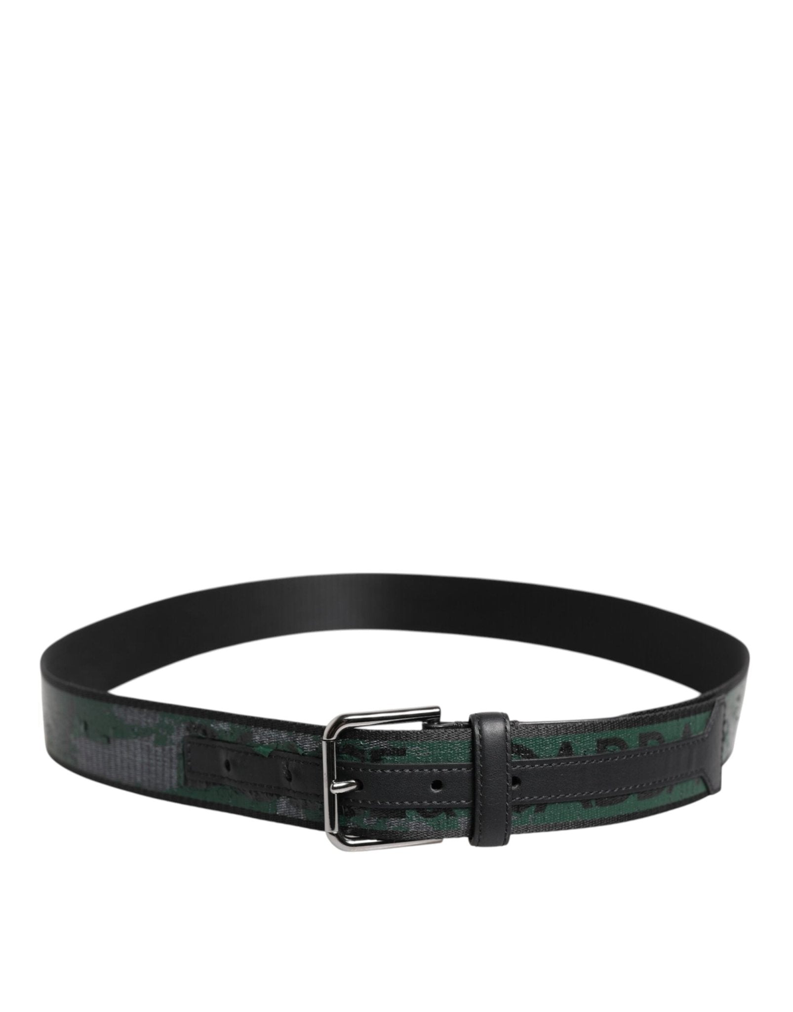 Dolce & Gabbana Green Black Polyester DG Logo Buckle Belt - RIMODA